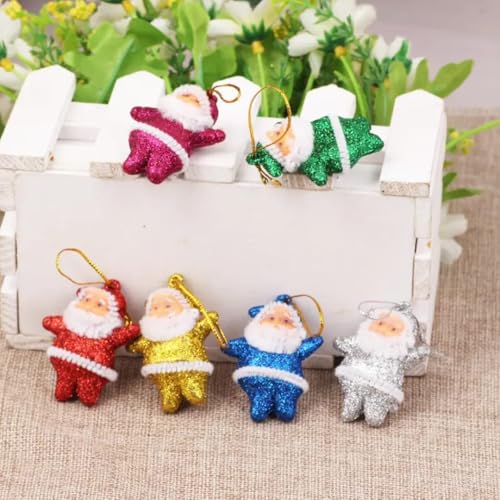 Image of 6Pc Glitter Santa Christmas Decoration Combo Pack | Items for Home & Office | Festive Hangings, Foam Ornaments | PoPo Toys
