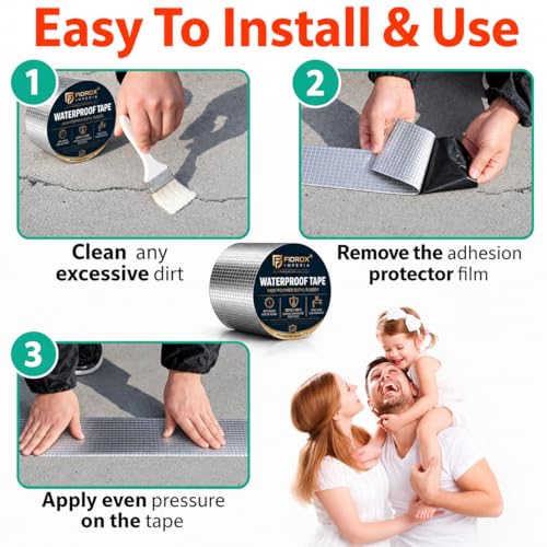 Image of Fidrox Super Strong Adhesive Waterproof tape Permanent Repair Roof Water Leakage Solution Rubber Foil Suitable for Roof Leak,surface Crack,Window Sill Gap,Boat Sealing (2 Inch (5CM*5M))