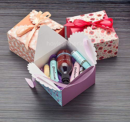 Hayley Cherie - Square Floral Gift Treat Boxes With Ribbons (20 Pack) - 5.8 X 5.8 X 3.7 Inches - Thick 400Gsm Card - For Cookies, Candy, Parties, Christmas, Birthdays, Weddings #TOP2