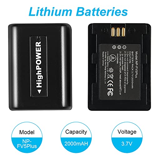 Camcorder Video Digital Camera Travel Charger And 3.7V 2000Mah Np-Fv5 Plus Li-Ion Rechargeable Battery（Np-Fv5 Plus Battery Charger） #TOP3