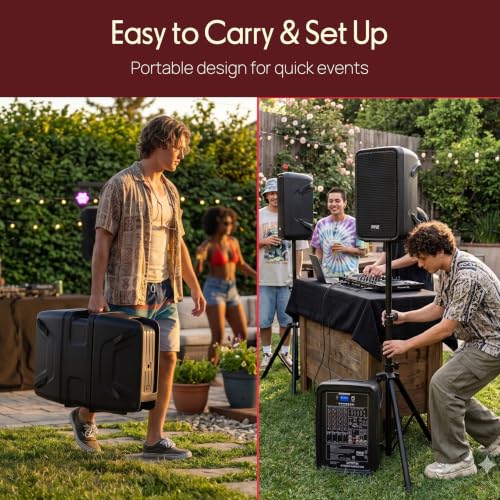 Image of Pyle Portable PA System with Bluetooth, 8 inch Speakers