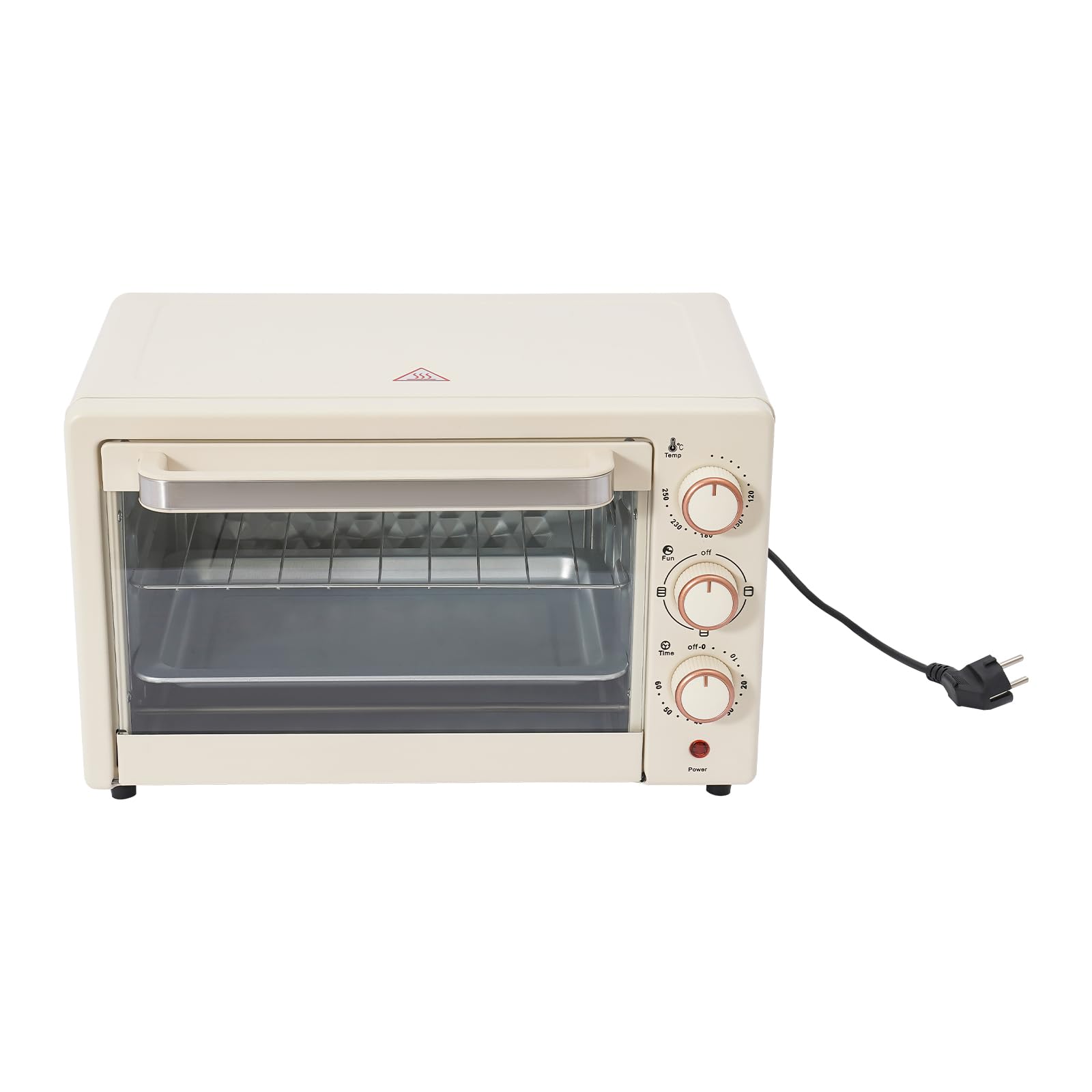 22L Backofen Mini Ofen, Elektrobackofen Backofen Heißluftofen mit Backblech Grillrost, Pizzaofen Vielseitiger mit 60 Minuten Zeitgesteuert für Herstellung Brot gegrilltem Pizza