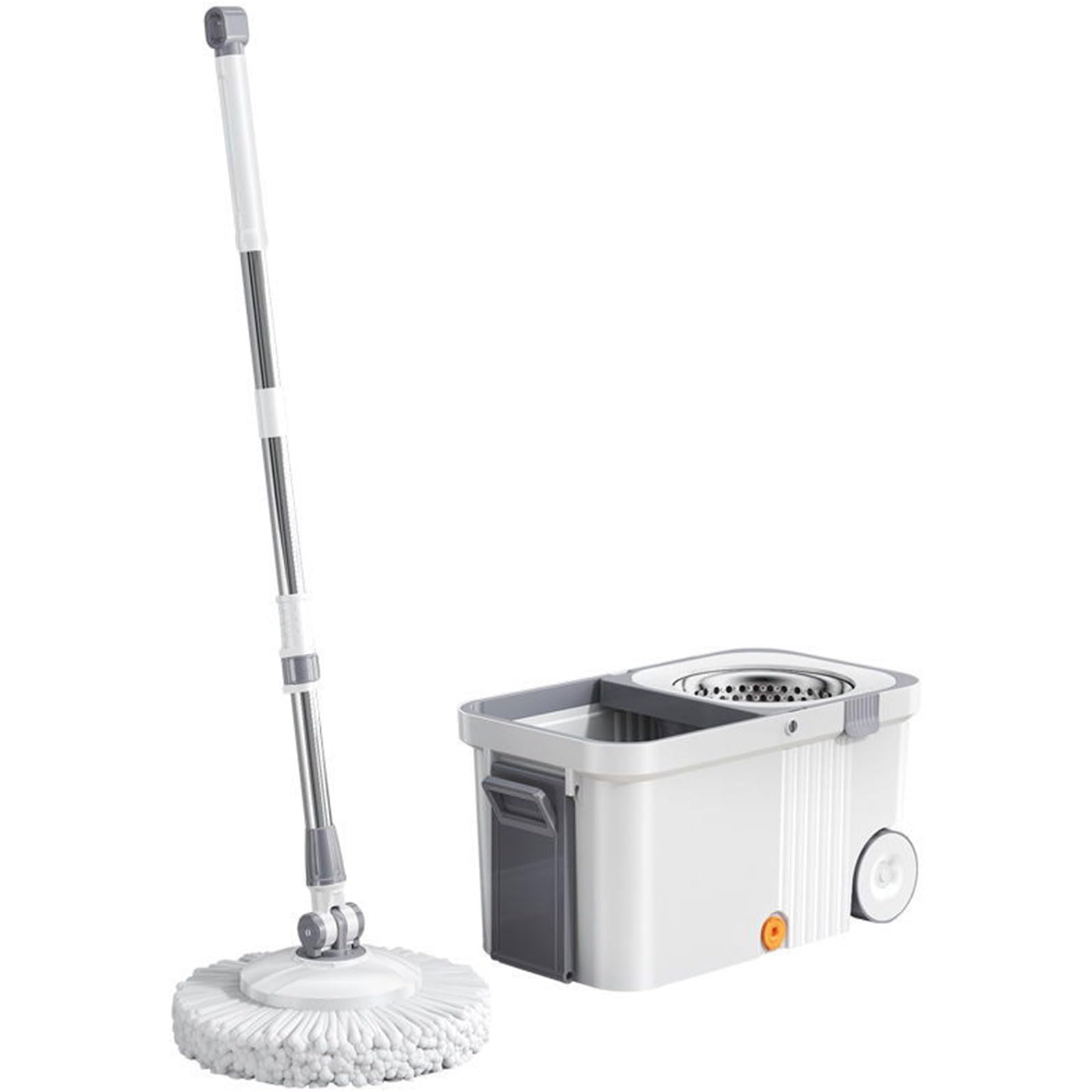 Juego de fregona giratoria y cubo escurridor desmontable con mopas para suelo laminado