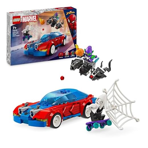 LEGO | Marvel La Voiture de Course de Spider-Man Contre Le Bouffon Vert Venomisé, Minifigurines de Super-Héros avec Véhicules à Construire, Cadeau pour Garçons et Filles dès 7 Ans 76279