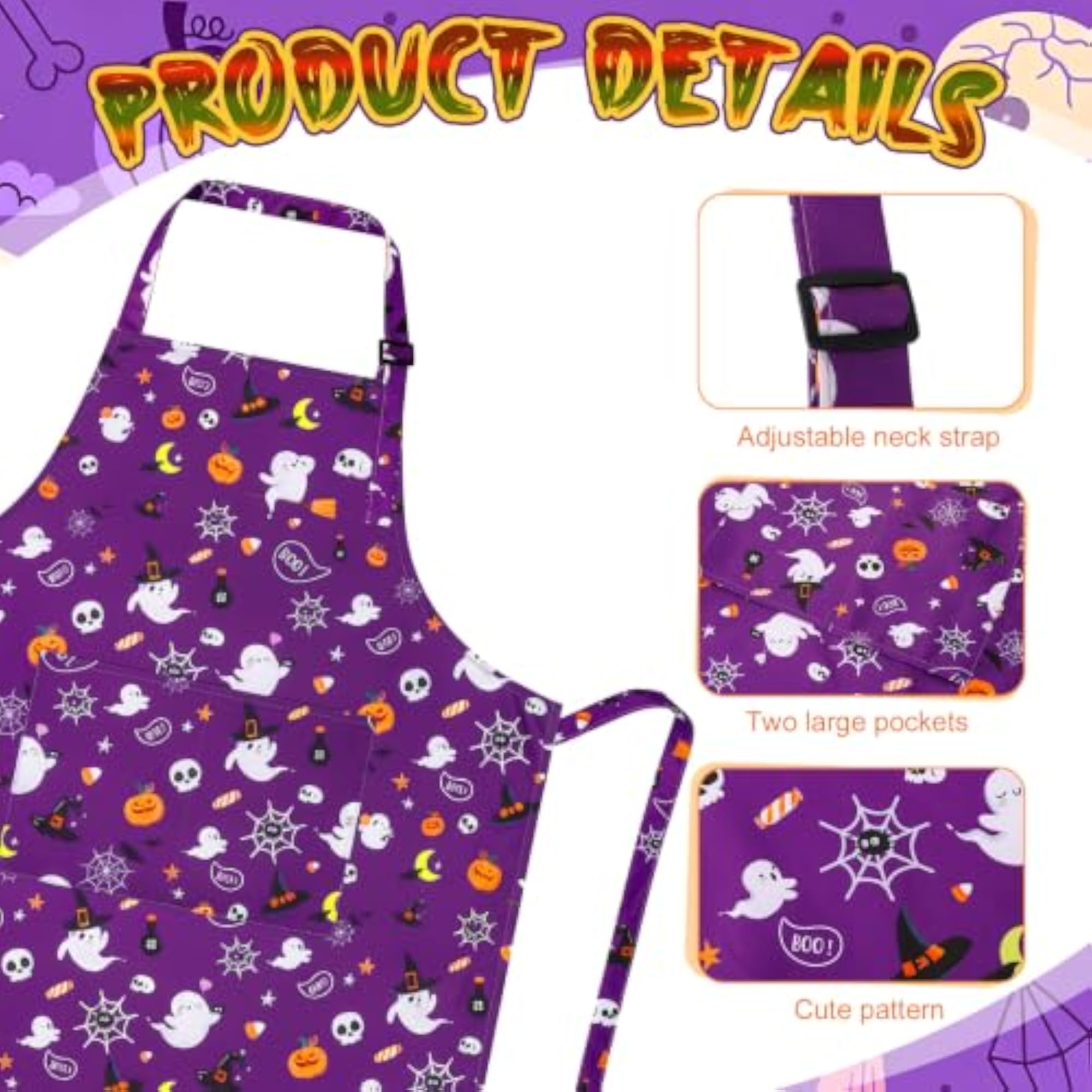 Halloween Apron, Funny Ghost Apron with Pockets