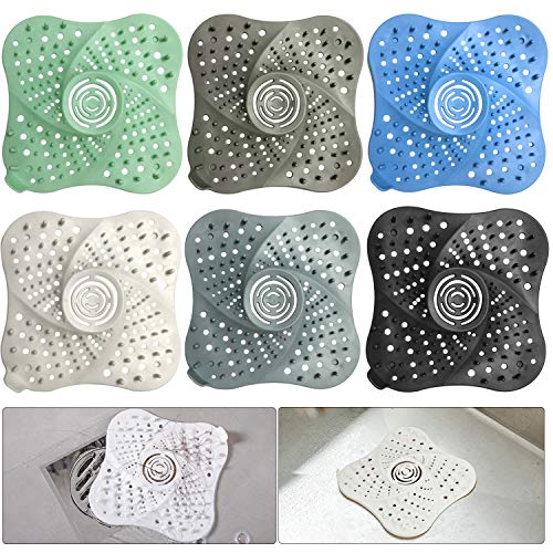 Corrines 6 paquetes de protectores de drenaje para ducha, drenaje de pelo de ducha para bañera. Cubiertas de drenaje de silicona.