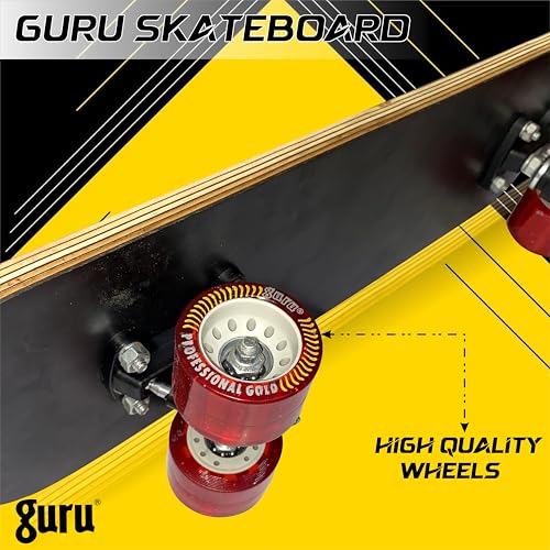 Image of GURU Skateboard, Wooden Non-Slip Skateboard for Kids, Adult, Casterboard /Skate Board /Hoverboard /Longboard for Beginners, Learners, Training Purpose for All Age Group
