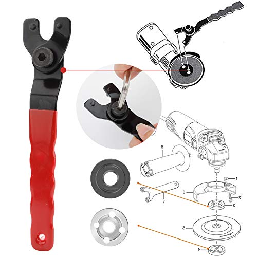 Image of Rybtd Universal Angle Grinder Spanner 8-48mm Adjustable Pin Spanner with Allen Key Fitting Part Inner Outer Flange Home Spanner Wrenches Repair Tool Applied to 4''5''6''7''9'' Angle Grinder Polisher