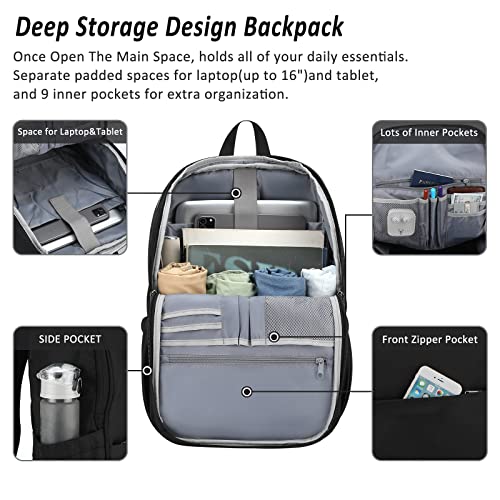 Image of Travel Laptop Backpack with USB Charging Port+Anti-Theft[Water Resistant] College School Bookbag Fits 16 Inch Laptop