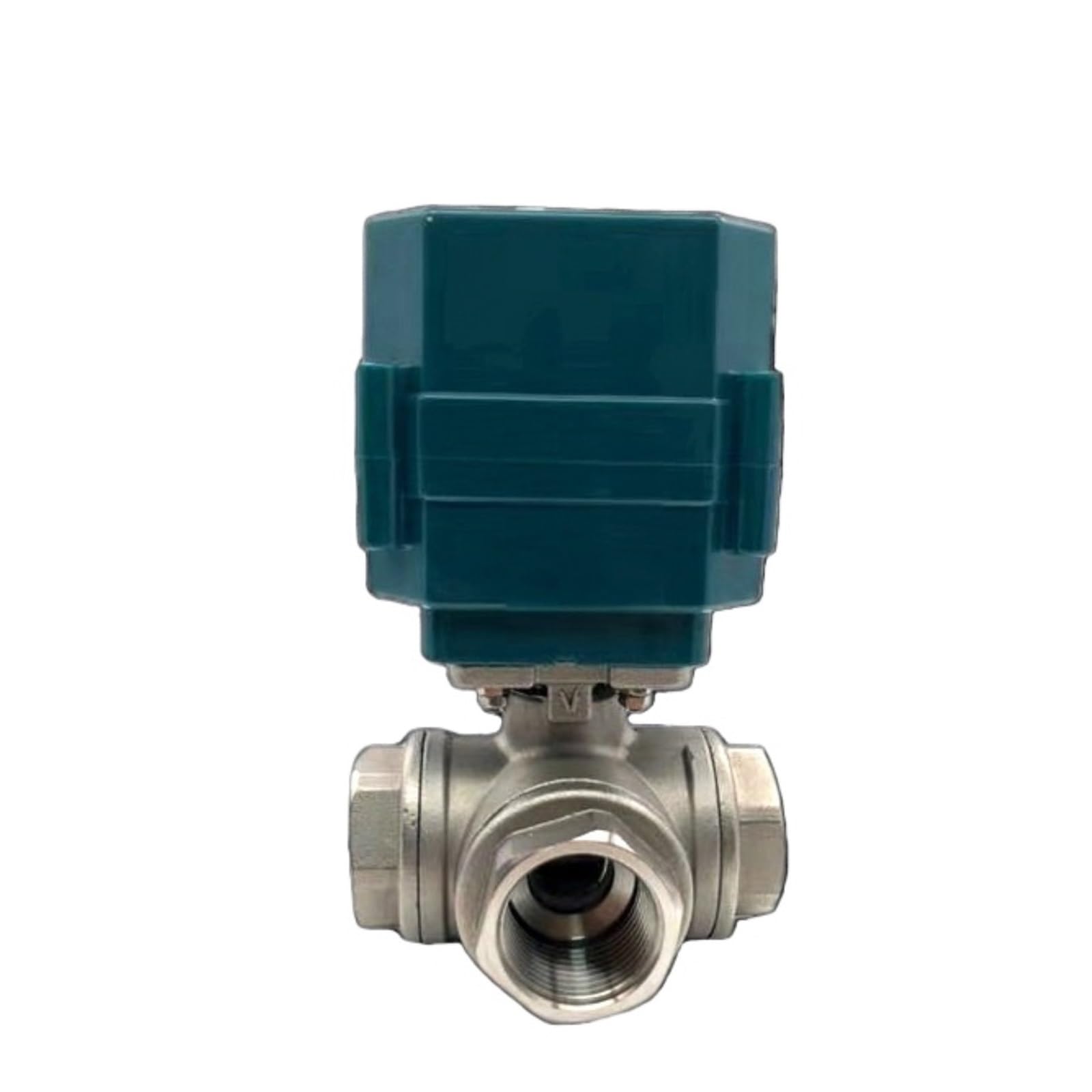 Valve motorisée Vanne à boisseau sphérique motorisée en acier inoxydable 3 voies DN15-25 à passage intégral, vanne à boisseau sphérique à grand couple, actionneur électrique 2/3 fils DC24V DC12V(1",T
