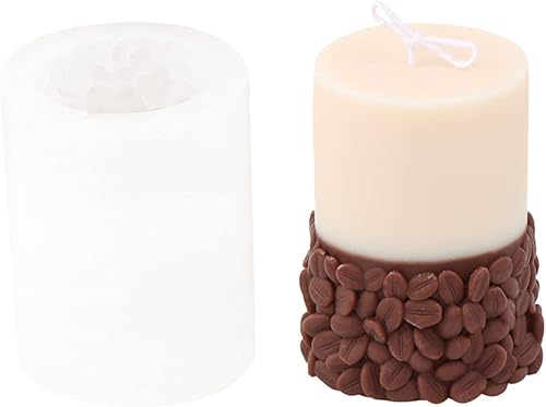 Molde de vela de silicona en grano de café en relieve Molde de cera de jabón de yeso Fondant Chocolate Cake Candy Baking Herramientas de resina