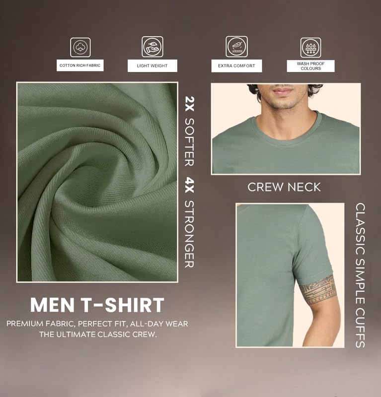 Image of Sleepynuts Men's Regular Fit Round Neck Half Sleeves Solid Casual Wear T-Shirt