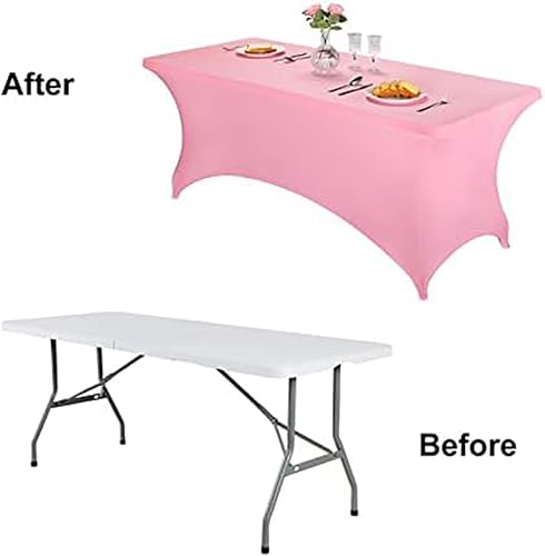 Miniatura 108 de FORLIFE Paquete de 6 manteles de elastano, de ajuste universal para mesas rectangulares de 6 pies, para patios, bodas, banquetes, fiestas