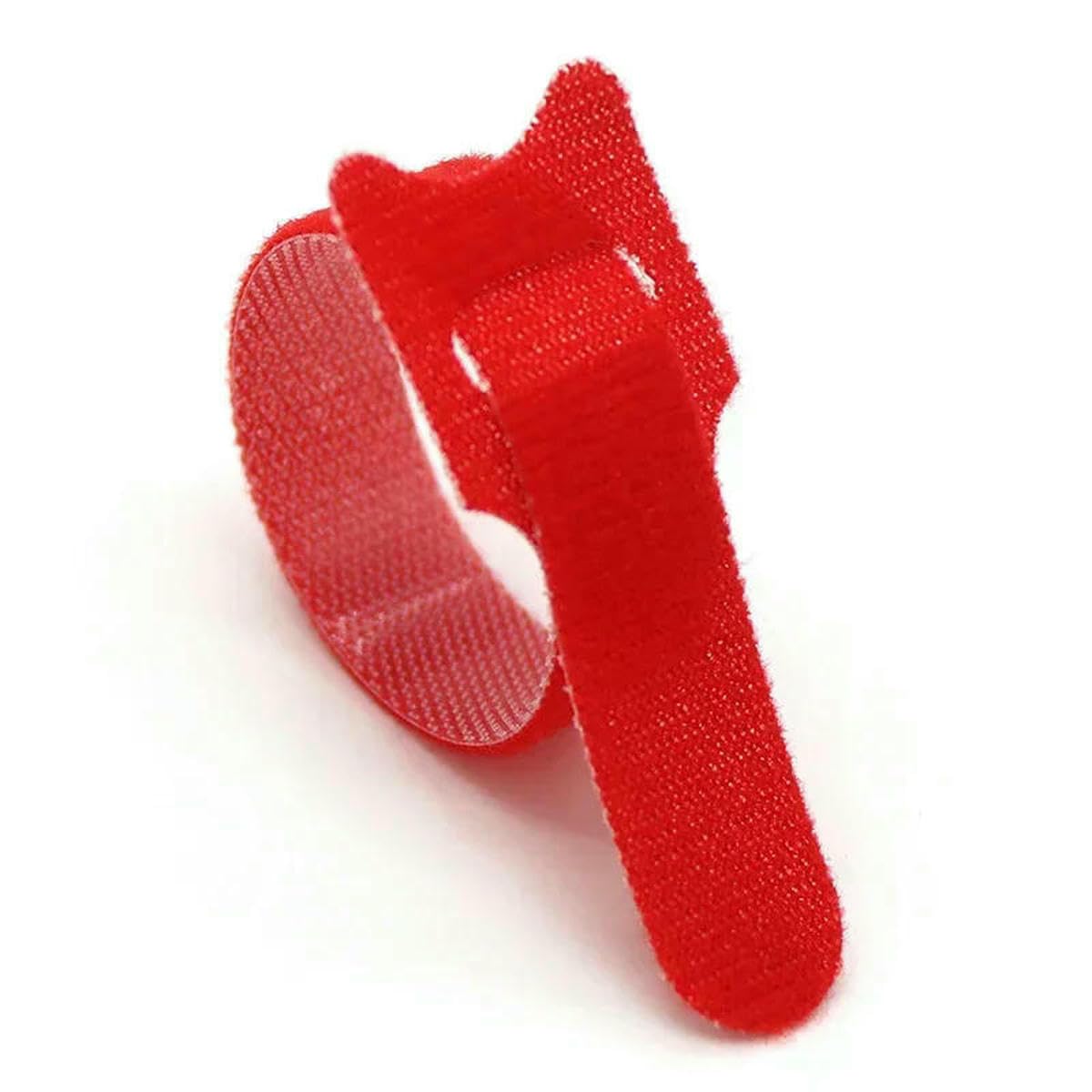 Bsguz Red Releasable Cable Ties Wire Organizer Black 15 20 25 30Cm Nylon Hook Loop Straps Wrap Zip Bundle Bandage Tie Fastening-250Mm X 100Pcs