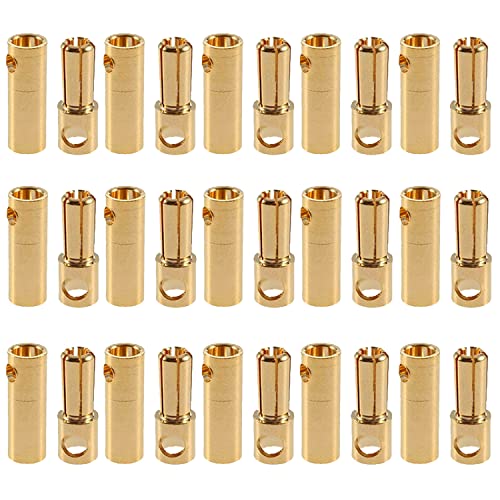 GTIWUNG 15 Paires 5.5mm Plaqué Or Connecteur Bullet 5,5 mm Banane Fiche Connecteur Remplacement de Connecteurs Bullet Mâle Femelle pour Batterie RC Lipo