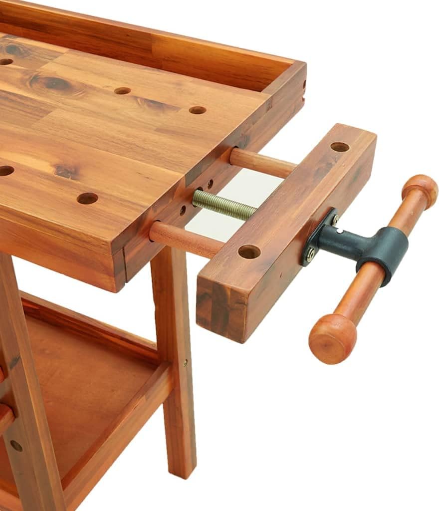 作業台 引き出し＆バイス付き 162x62x83 cm アカシア無垢材
