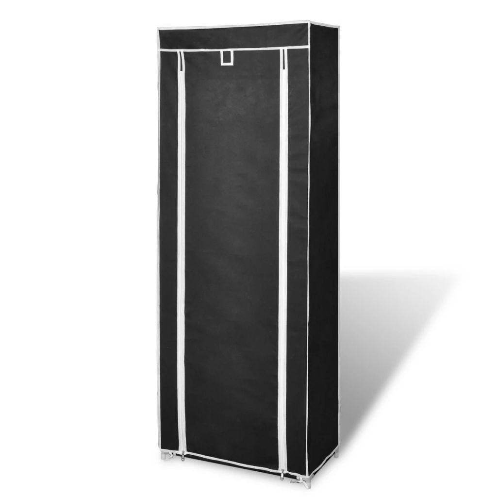 Zapatero de Tela con Cubierta Negro 57x29x162 cm Gabinete Organizador de Almacenamiento de Zapatos de Tela a Prueba de Polvo
