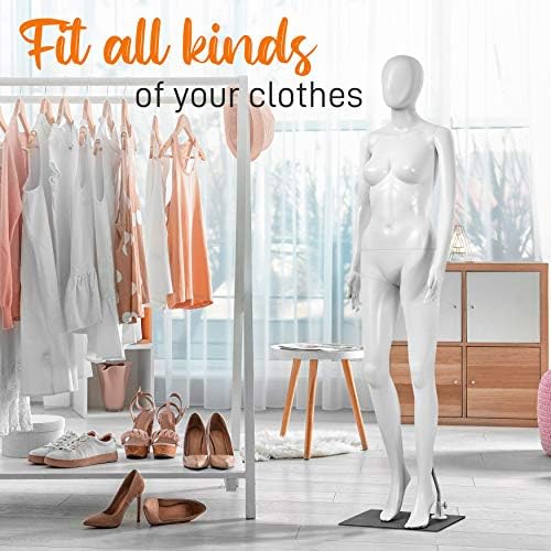 SereneLife Serene-Life-Plastic Mannequin Female (SLMAQFE) Adjustable Body-68.9" Detachable Dress Form Full Body Poseable Size Torso-for Retail Clothing Shops, White