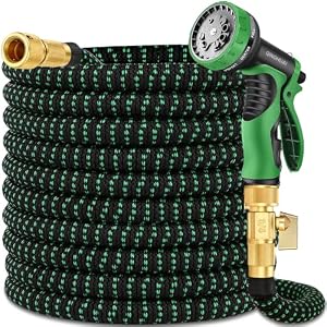 10 m Dehnbare Gartenschlauch–2026 Verbesserter ausziehbarer Wasserschlauch mit 3/4",1/2" Anschlüssen,5 lagiger Latex–Flexibler aufweitbarer Garden Hose Gartenschläuche mit Sprühdüse für Hof