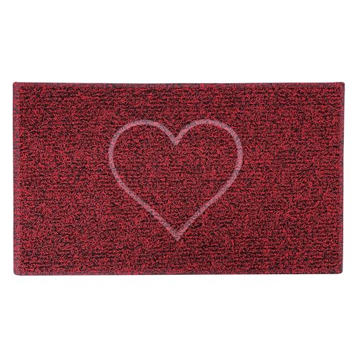 Nicoman HEART Embossed Shape Door Mat-Trapper Jet-Washable Doormat-(Use Indoor or Sheltered Outdoor), Medium (75x44cm), Red with Black