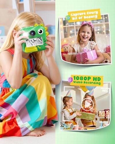 KOKODI Kids Camera Instant Print, Toddler Cameras Christmas Birthday Gifts for Girls Age 3-12, Digital Video Instant Printable Camera for Kids,Toys for Ages 5-7 Girls (Green) — view 3