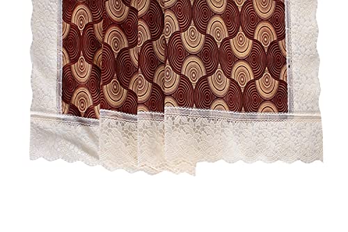 Image of The Furnishing Tree Waterproof Square Shaped Upto 6 Seater Printed Dining Table Cover Size 72x72 inches with White Border Lace