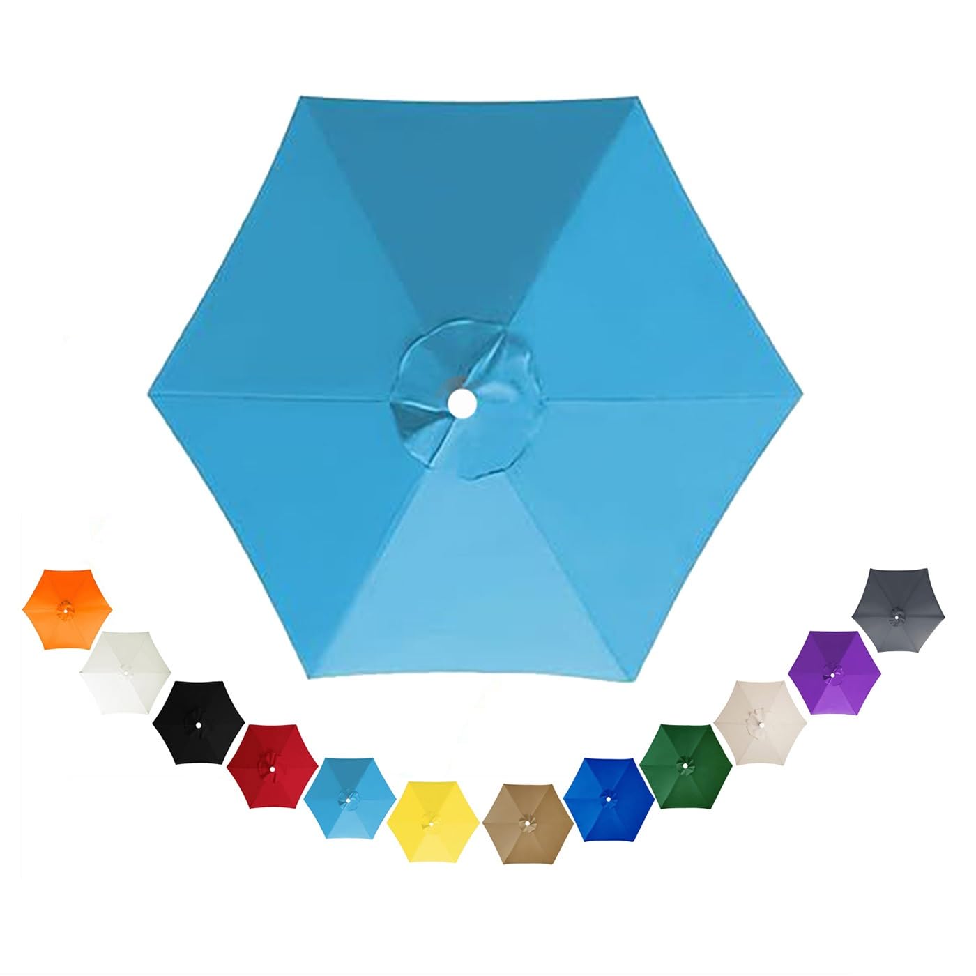 CWCQGH Beige Replacement Parasol Canopy 2.0m/3.0m/3.5m - Waterproof Breathable 6-Rib Umbrella Fabric for Sunshade & Patio Umbrella - Canopy Material,Lake Blue-2.8m/6-Ribs