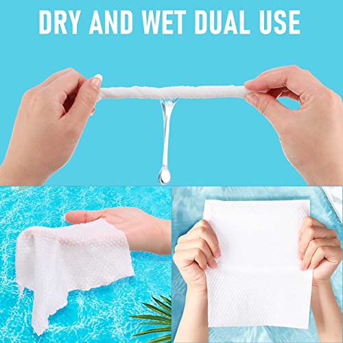 Image of Riakrum 12 Pack Disposable Towelettes Face Towel Bulk Cotton Face Tissues Soft Facial Tissue Dry Wet Use for Sensitive Skin Care Makeup Removing Surface Cleaning (1200 Counts)