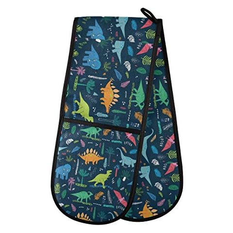 Ancient Cartoon Dinosaur Double Oven Mitts Cover