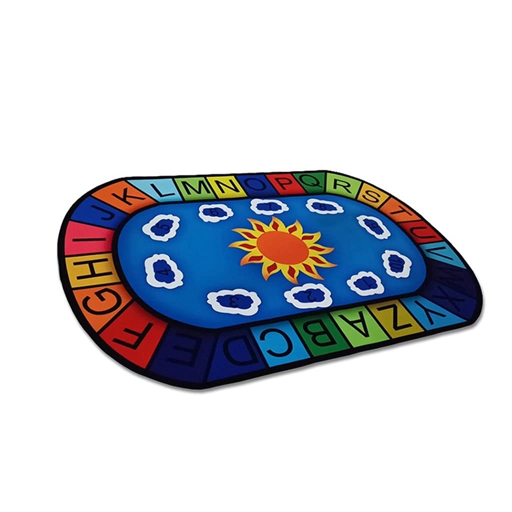 JBKYANAN Kids' Rugs Kindergarten Oval Letter Carpet,Indoor Early Education Center/Classroom/Study/Reading Corner Mat,Bedside Blanket (Size : 80x120 cm)