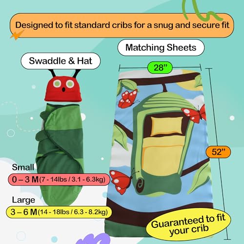 Image of Cuddle Club Newborn Swaddle Gift Set - Includes Swaddle Blanket, Hat & Crib Sheet in Fun Styles - For Baby Boys & Girls