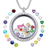 Happy 13th Birthday Gift, Floating Charms Memory Locket, DIY Stainless Steel Pendant Necklace with B