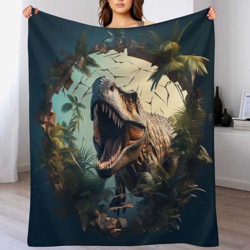 Couverture flanelle confortable dinosaure plaid lit canapé polaire 100x130