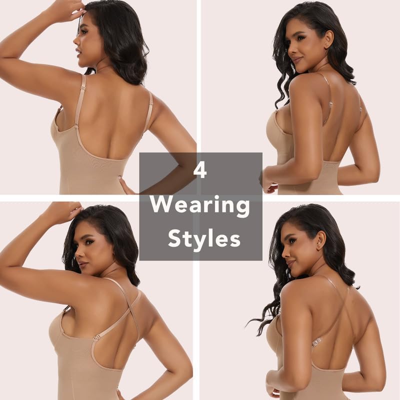 SHAPERIN Women's Backless Body Shaper Bra Faja U Plunge Low Back Thong Shapewear Tummy Control Deep V Bodysuit - Image 5