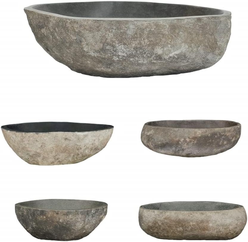 Bathroom Vessel Sink Oval Wash Basin River Stone for Hotel Art Basin, Above Counter Oval Washbowl Bathroom Lavatory Hotel Bowl Basin 17.7"-20.9"(B)