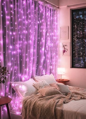 Image of Brightown 300 LED Fairy Curtain Lights, 9.8ft x 9.8ft Curtain String Lights