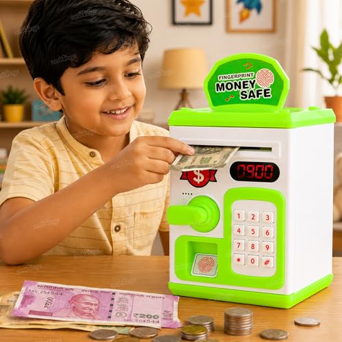 Image of Zest 4 Toyz Piggy Bank with Lock Code Money Saving Coin Bank Auto Cash Roller Gullak Birthday Return Gift for Kids(Green)