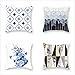 Poszewki na Poduszki 45 x45 cm Zestaw 4,cyjan,czarna geometria dekoracyjnych poszewek na poduszki,dwustronny druk poliestrowych poszewek na poduszki na sofę Salon na zewnątrz