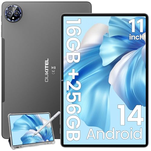 OUKITEL OT12 Tablet 11 Pulgadas - 16GB+256GB/TF 1TB Android 14 con Lápiz y Funda, Batería 8000mAh,...