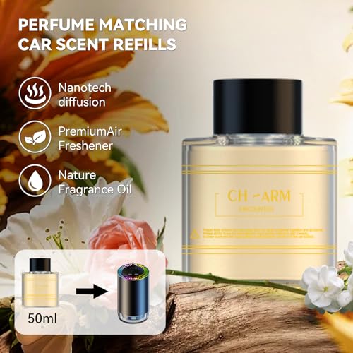 Image of Smart Car Air Freshener Diffuser with Starry Sky Projection and 50ml Perfume, 3 Mode Adjustable Rechargeable Car Aroma Diffuser,Auto On /Off Intelligent (Encounter)