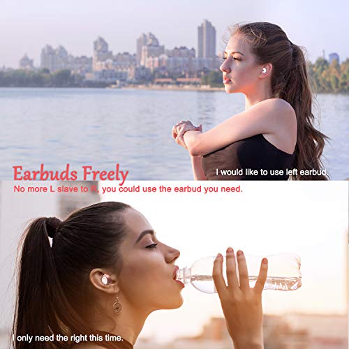 Rose Gold Wireless Earbuds Bluetooth 5.0, Noise Cancelling True Wireless Earbuds 18H Playtime, 3D Stereo Sound Wireless Bluetooth Headphones Volume Control, Built in Mic with Portable Charging Case