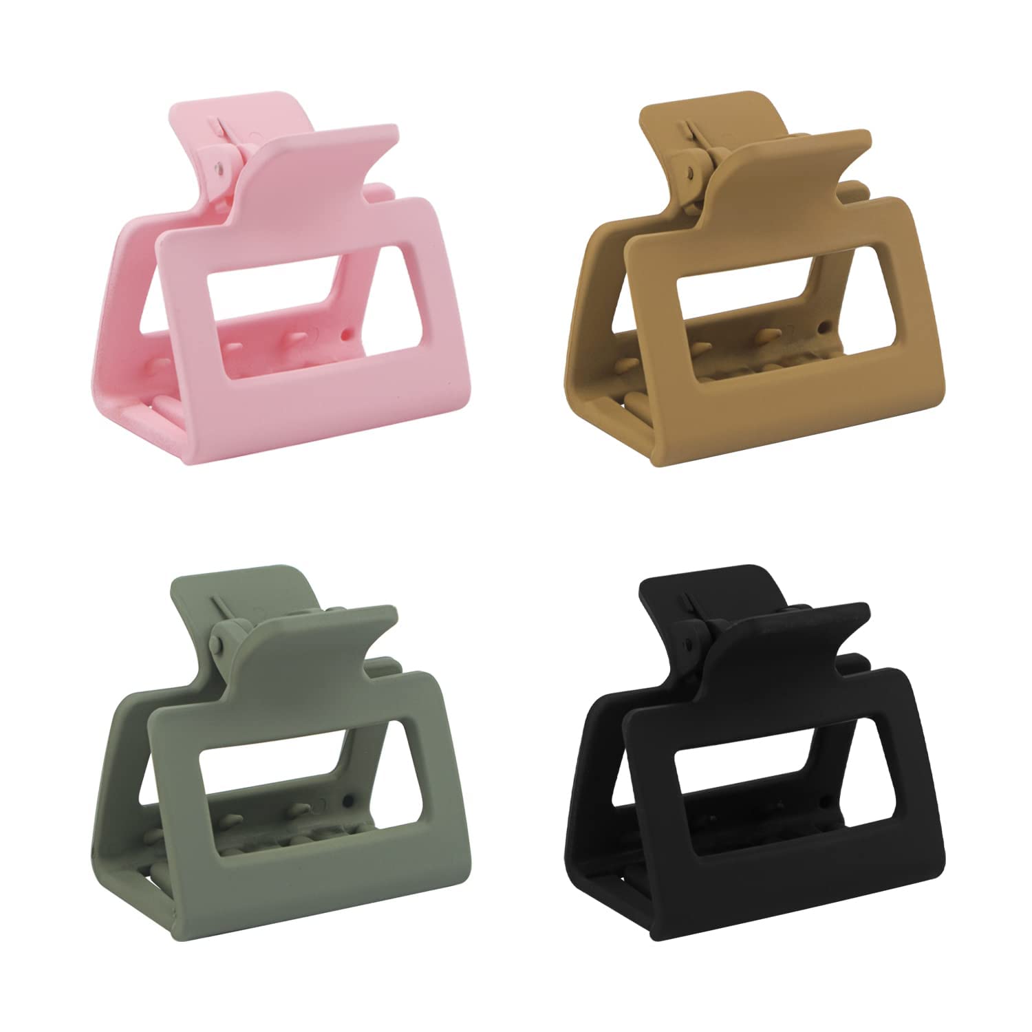 Bakefy 4 Piece Medium Claw Clips For Thin Hair, 2 Inch Matte Square Clips For Fine/Medium Thick Hair, Nonslip Jaw Clamps, Multi