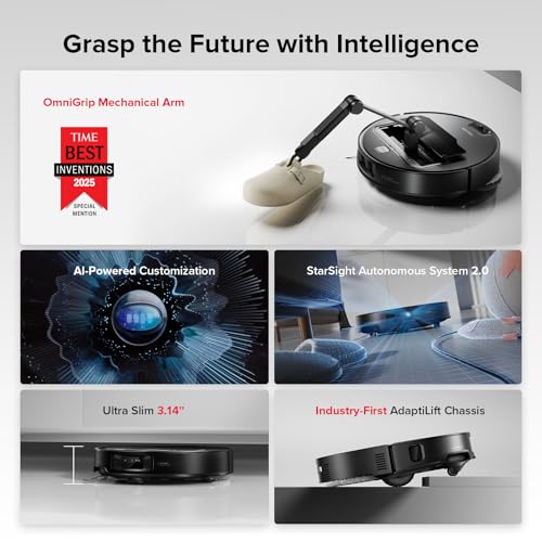 Image of roborock Saros Z70 Robot Vacuum and Mop, OmniGrip Arm, AI-Powered, 22,000Pa Suction, 3.14'' Ultra Slim, FlexiArm Riser Technology, AdaptiLift Chassis, Obstacle Avoidance, Auto Mop Washing & Drying