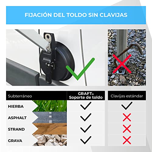Soporte para toldo Graft de 2 piezas, accesorio ideal para acampar en autocaravana 4