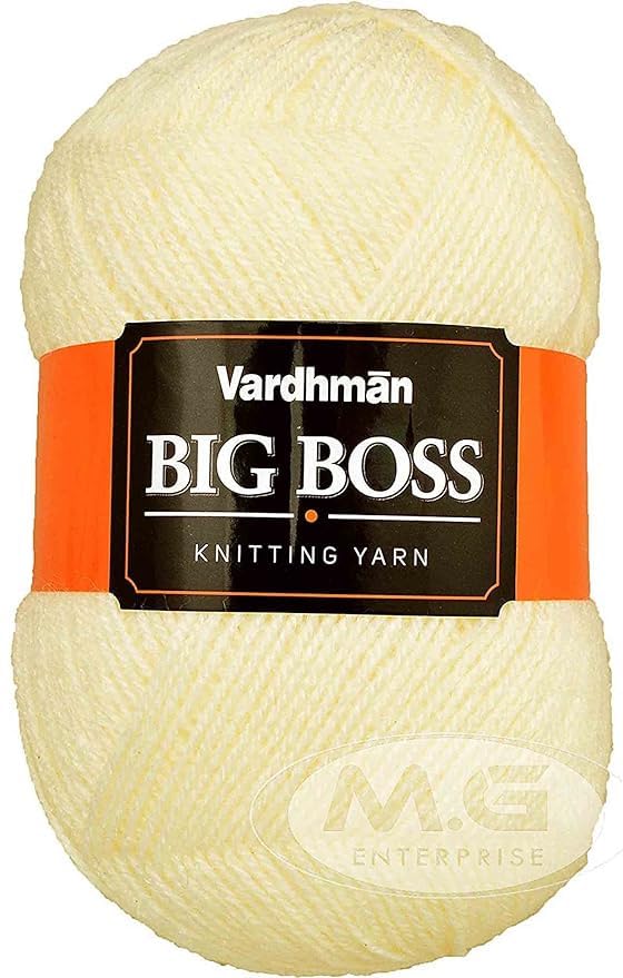 Image of M.G ENTERPRISE Bigboss Cream 600 GMS Wool Ball Hand Knitting Wool /Art Craft Soft Fingering Crochet Hook Yarn, Needle Knitting Yarn Thread Dyed-UE Art-AJD