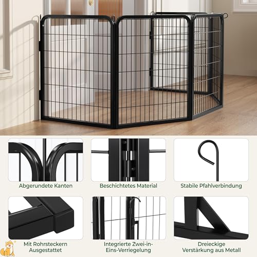 Yaheetech Welpenauslauf 8 Panele 80 cm hoch Metall mit Tür