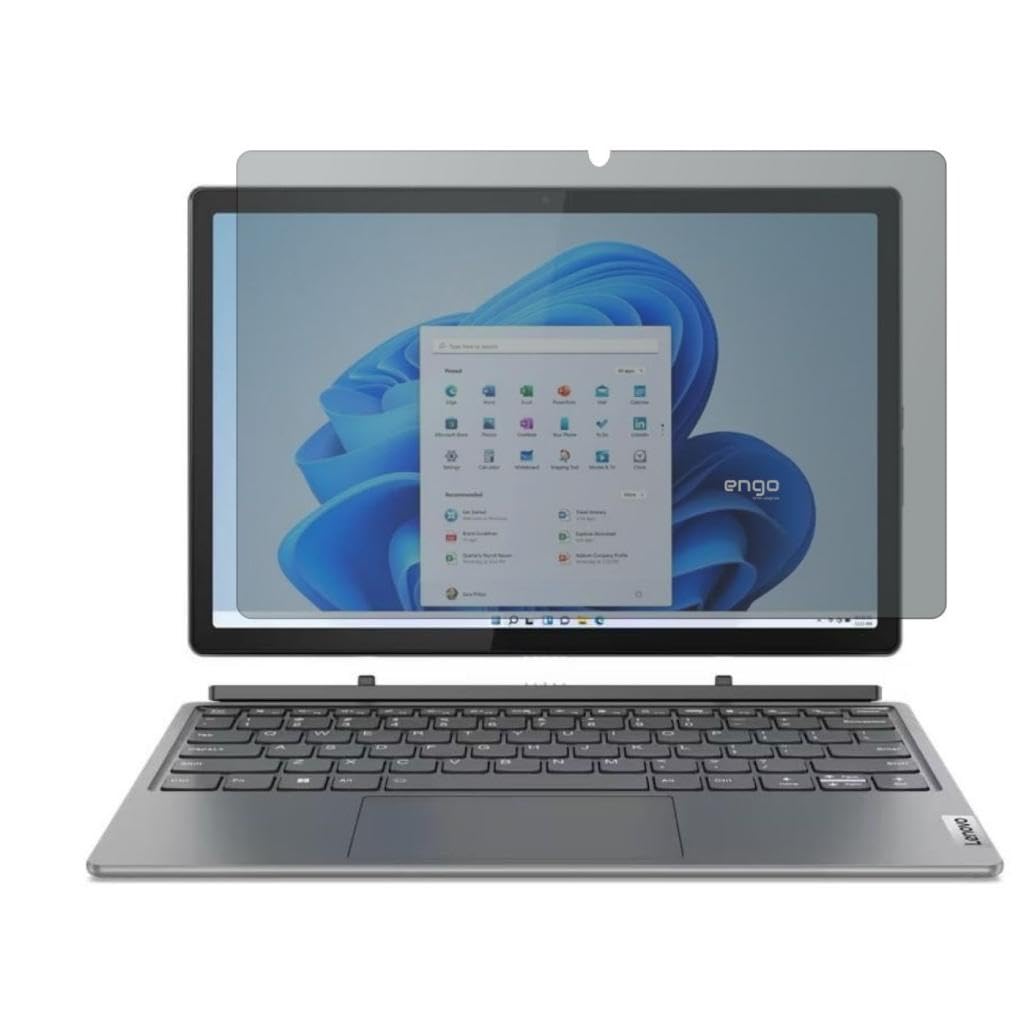 Engo Lenovo Ideapad Duet 5 12IAU7 12.4 İnç İle Uyumlu Hayalet Ekran Koruyucu Notebook, Yandan Görünmeyen Anti-Spy Gizlilik (Privacy) Laptop Koruması, 9H Temperli Nano Kırılmaz Esnek Cam