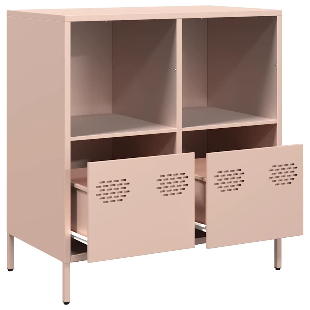 Credenza in metallo rosa, 2 cassetti, 68 x 39 x 73,5 cm