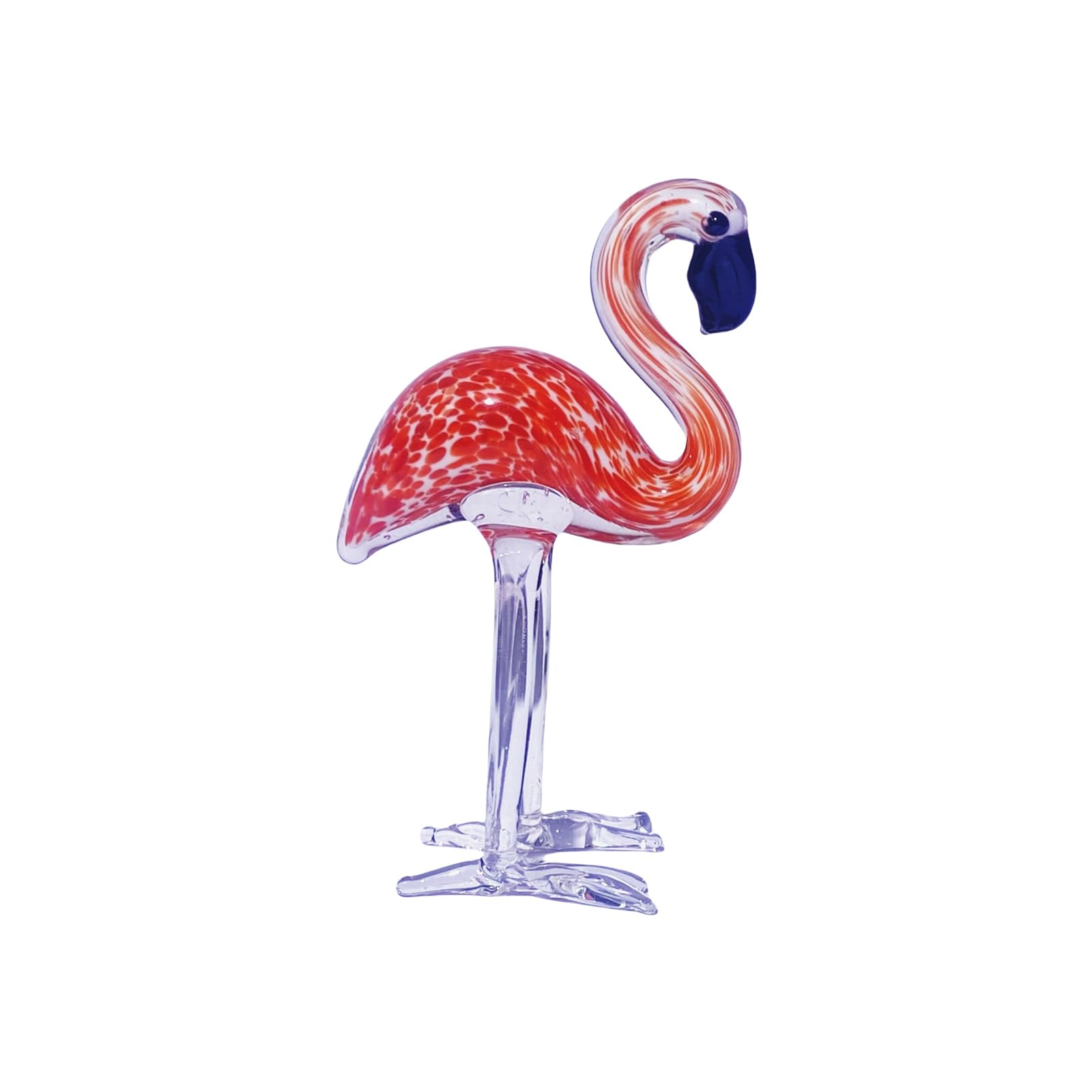 RAFGALDEX Handcrafts Glass Flamingos Statue Elegant Animal Figurine Glass Art Anniversary Valentines Couples Girlfriend Artistic Sculpture