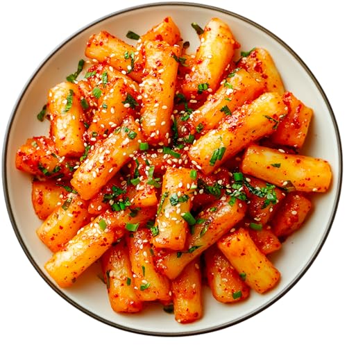 Image of Khuben Classic Korean Tteokbokki Rice Cakes | Korean Rice Sticks | Ideal for Stir-Fries, Soups & Tteokbokki | Korean Instant Rice Cake Plain Topokki | 600 g Pack (3x200g), Non-Frozen